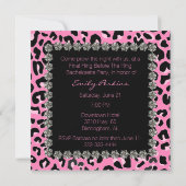 Glam Pink Leopard Bachelorette Party Invitation Kaart (Achterkant)