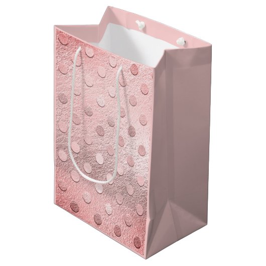 Glam Pink Metallic Glitter Sparkle Medium Cadeauzakje (Voorkant Gekanteld)