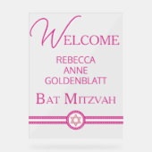 Glam Pink Modern Chic Bat Mitzvah Welkom Acryl Bord (Voorkant)