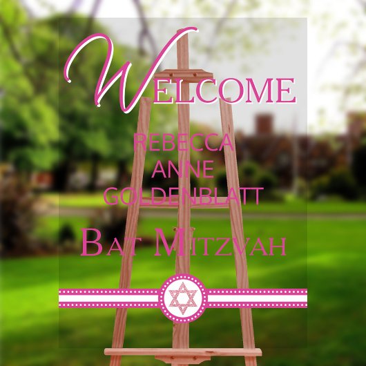 Glam Pink Modern Chic Bat Mitzvah Welkom Acryl Bord