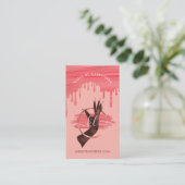 Glam Pink Nail Art Manicure Salon Script Monogram Visitekaartje (Staand voorkant)