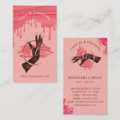 Glam Pink Nail Art Manicure Salon Script Monogram Visitekaartje (Voorkant / Achterkant)