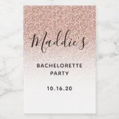 Glam Pink Ombre Glitter Bachelorette Bride Name Wijn Etiket (Enkel label)