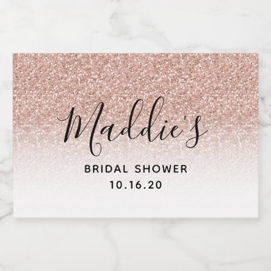 Glam Pink Ombre Glitter Vrijgezellenfeest Bride Na Sparkling Wijnetiket (Enkel label)