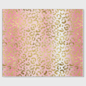 Glam Pink Ombre Gold Leopard Patroon Cadeaupapier (Vlak)