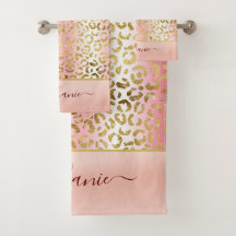 Glam Pink Ombre Gold Leopard Pattern - Gepersonali