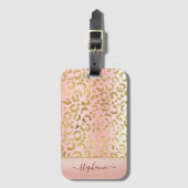 Glam Pink Ombre Gold Leopard Pattern - Gepersonali Bagagelabel (Voorkant (verticaal))