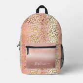 Glam Pink Ombre Gold Leopard Pattern - Gepersonali Bedrukte Rugzak (Voorkant)