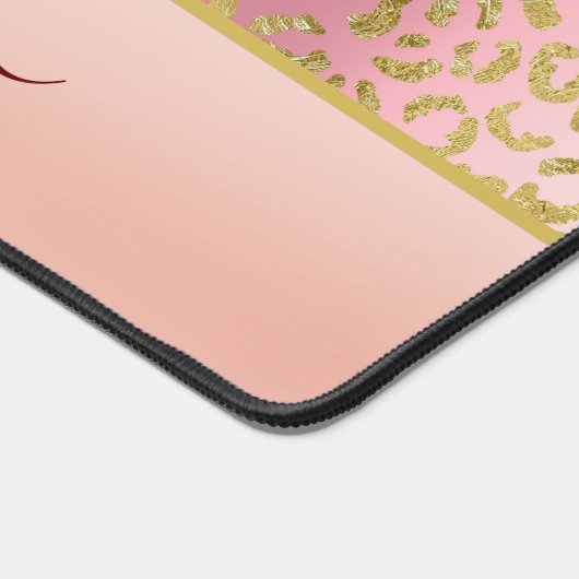 Glam Pink Ombre Gold Leopard Pattern - Gepersonali Bureaumat (Hoek)