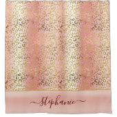 Glam Pink Ombre Gold Leopard Pattern - Gepersonali Douchegordijn (Voorkant)