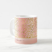 Glam Pink Ombre Gold Leopard Pattern - Gepersonali Koffiemok (Voorkant links)