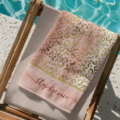 Glam Pink Ombre Gold Leopard Pattern - Gepersonali Strandlaken