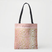 Glam Pink Ombre Gold Leopard Pattern - Gepersonali Tote Bag (Voorkant)