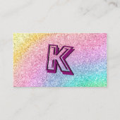 Glam Pink Paars Blue Glitter Sparkle Monogram Visitekaartje (Voorkant)