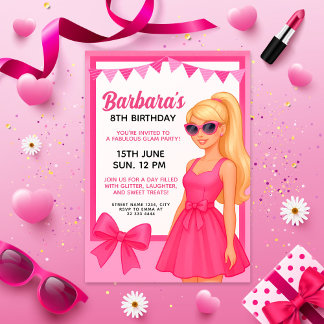 Glam Pink Party Girl Design | Stijlvolle verjaarda Kaart