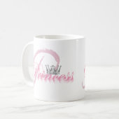 Glam Pink Princess Diamond Crown Monogram Koffiemok (Voorkant links)