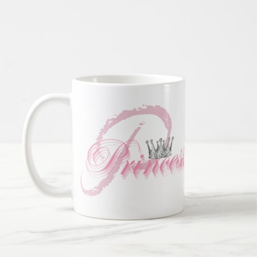 Glam Pink Princess Diamond Crown Monogram Koffiemok (Links)