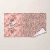 Glam Pink Rose Gold Glitter Confetti Monogrammed Bad Handdoek (Handdoek)