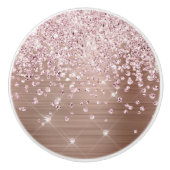 Glam Pink Rose Gold Glitter Diamond Confetti Keramische Knop (Voorkant)