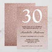 Glam Pink Rose Gold Glitter Sparkle 30th Birthday Kaart (Voorkant / Achterkant)