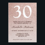 Glam Pink Rose Gold Glitter Sparkle 30th Birthday Kaart<br><div class="desc">Viel je verjaardagsfeest met deze Glam Stylish Pink Rose Gold Glitter Sparkle Birthday Kaart Invitation.</div>
