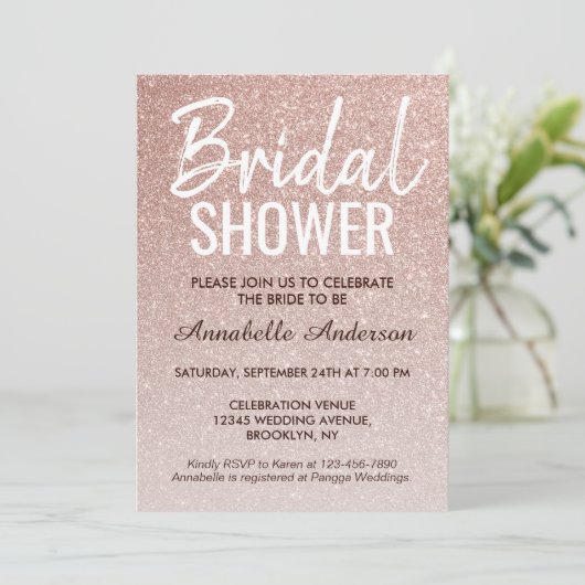 Glam Pink Rose Gold Glitter Sparkle Vrijgezellenfe Kaart (Staand voorkant)