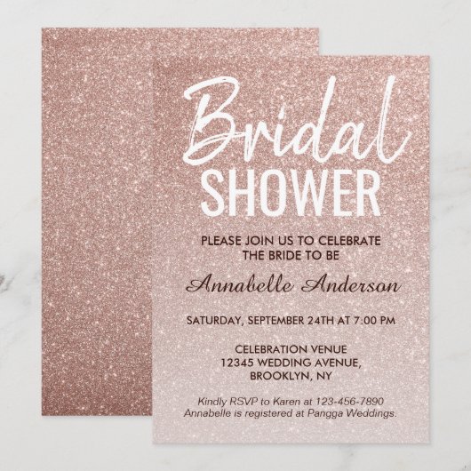 Glam Pink Rose Gold Glitter Sparkle Vrijgezellenfe Kaart (Voorkant / Achterkant)