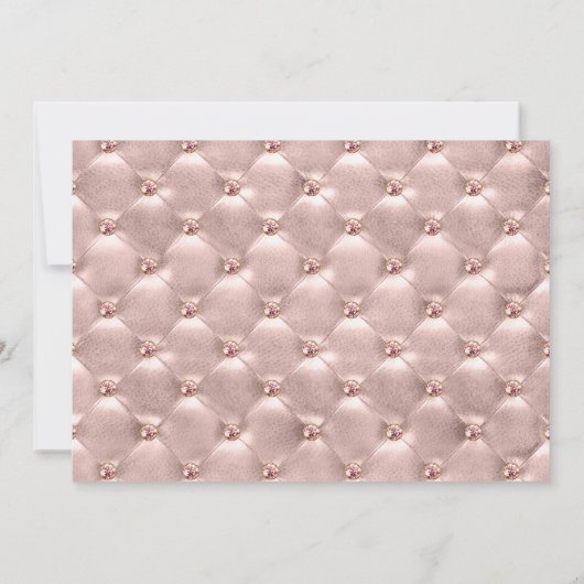 Glam Pink Rose Gold Quinceañera Foto Pearls Kaart (Achterkant)