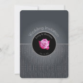 Glam Pink Rose Silver Glow Gray Weddenschap Kaart (Achterkant)