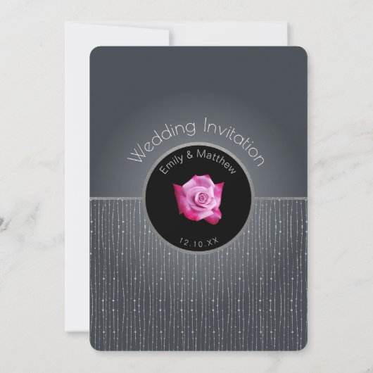 Glam Pink Rose Silver Glow Gray Weddenschap Kaart (Achterkant)