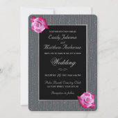 Glam Pink Rose Silver Glow Gray Weddenschap Kaart (Voorkant)