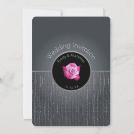 Glam Pink Rose Silver Glow Gray Weddenschap Kaart