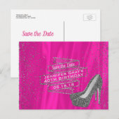 Glam Pink Save the Date Elegant Verjaardagsfeest Aankondigingskaart (Voorkant / Achterkant)