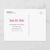 Glam Pink Save the Date Elegant Verjaardagsfeest Aankondigingskaart (Achterkant)