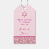Glam Pink Schattige Bedankt Bat Mitswa Party Cadeaulabel (Voorkant)