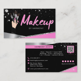 Glam Pink Silver Diamonds Makeup Artist MUA Visitekaartje