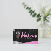 Glam Pink Silver Diamonds Makeup Artist MUA Visitekaartje (Staand voorkant)