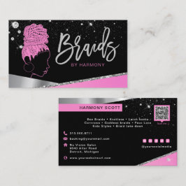 Glam Pink Silver Glitter Diamonds Hair Braiding Bu Visitekaartje