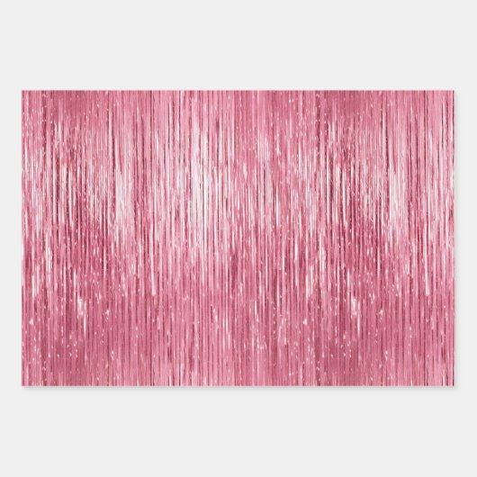 Glam Pink Silver Sparkle Stripes Inpakpapier Vel (Voorkant 3)