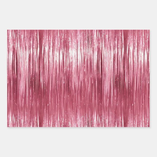 Glam Pink Silver Sparkle Stripes Inpakpapier Vel (Voorkant)
