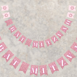 Glam Pink Sparkle Girl Chic Elegant Bat Mitswa Vlaggetjes