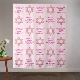 Glam Pink Star of David Photo Booth Bat Mitswa Wandkleed