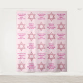Glam Pink Star of David Photo Booth Bat Mitswa Wandkleed (Voorkant)