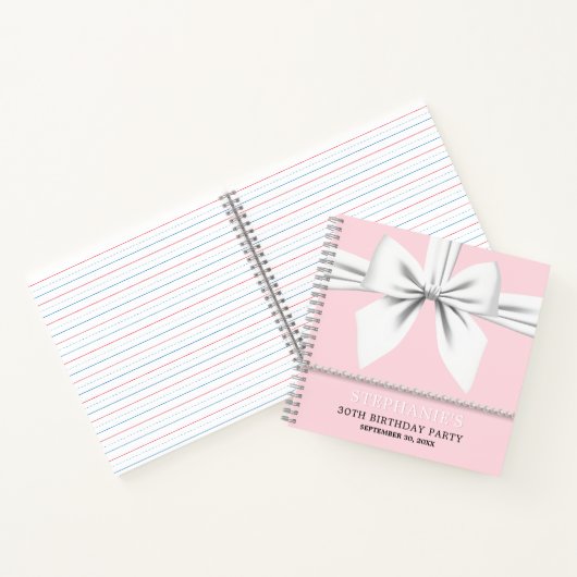 Glam Pink Tiffany Thema Verjaardag Gastboek Notitieboek (Binnen)