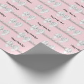 Glam Pink Tiffany Theme Bougie White Bow Parels Cadeaupapier (Hoek)