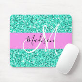 Glam Pink Turquoise Glitter Sparkles Monogram Muismat (Met muis)