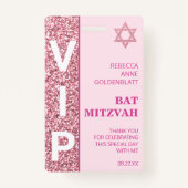 Glam Pink Unieke VIP Bat Mitswa Party Favoriet Badge (Voorkant)