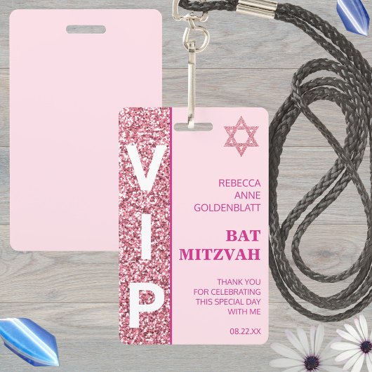 Glam Pink Unieke VIP Bat Mitswa Party Favoriet Badge