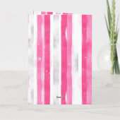 Glam Pink White Christmas Tree Window Stripes Kaart (Achterkant)