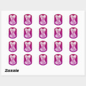Glam Pink & White Trendy Lingerie Douche Favor Ronde Sticker (Vel)